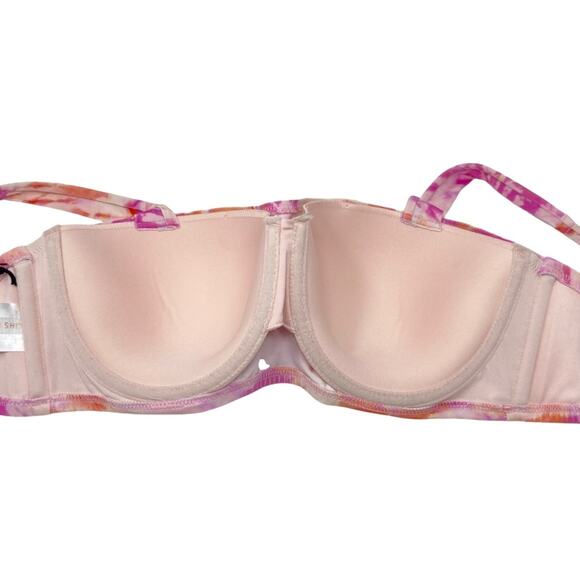 Shade & Shore Pink And Orange Tie Dye Light Lift Bikini Top Size 34 D NWT - Picture 4 of 9